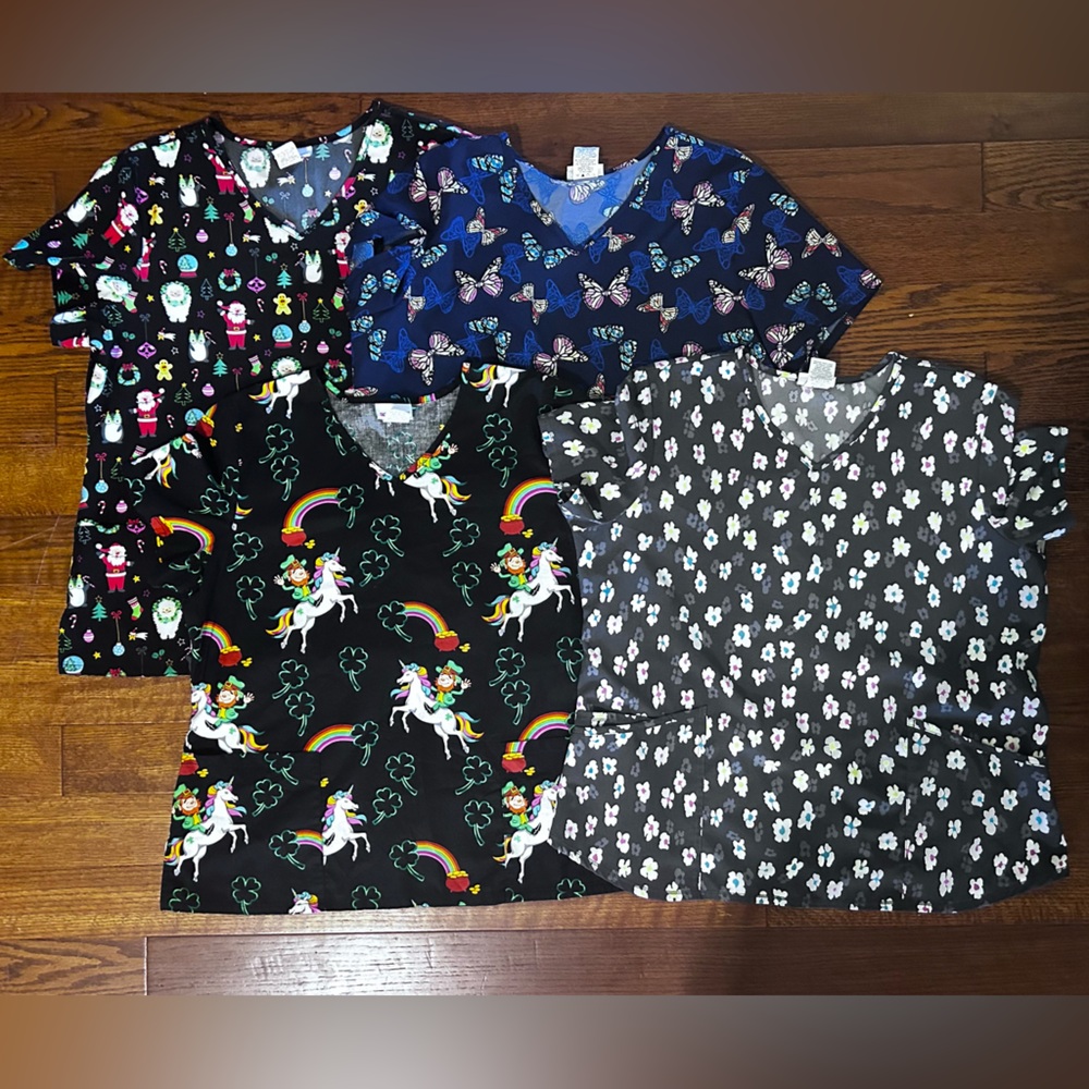 4 Patterned Scrubstar Scrub Tops